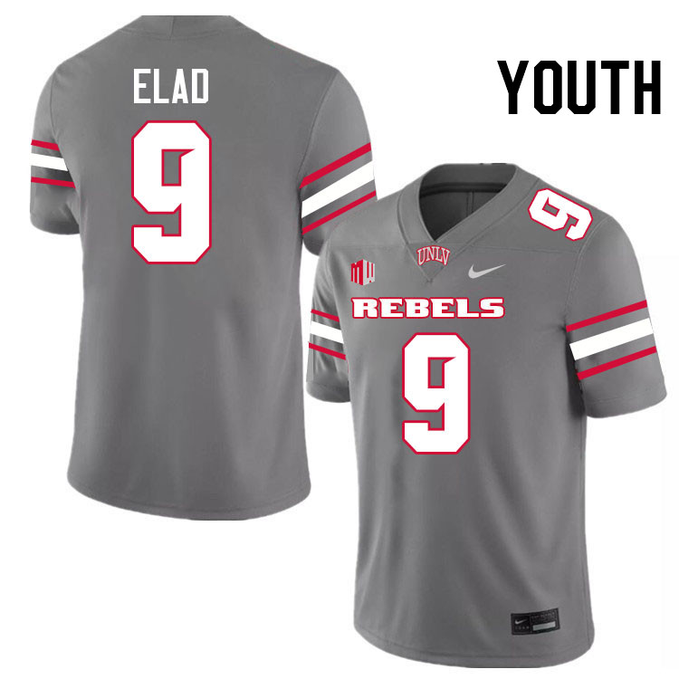 Youth #9 Jett Elad UNLV Rebels College Football Jerseys Stitched-Grey